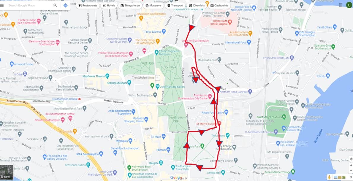 Map of Southampton providing alternative route