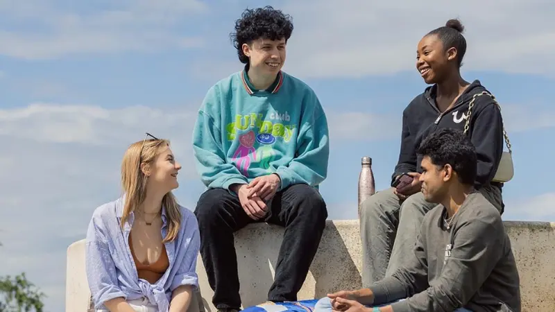 A group of students talking