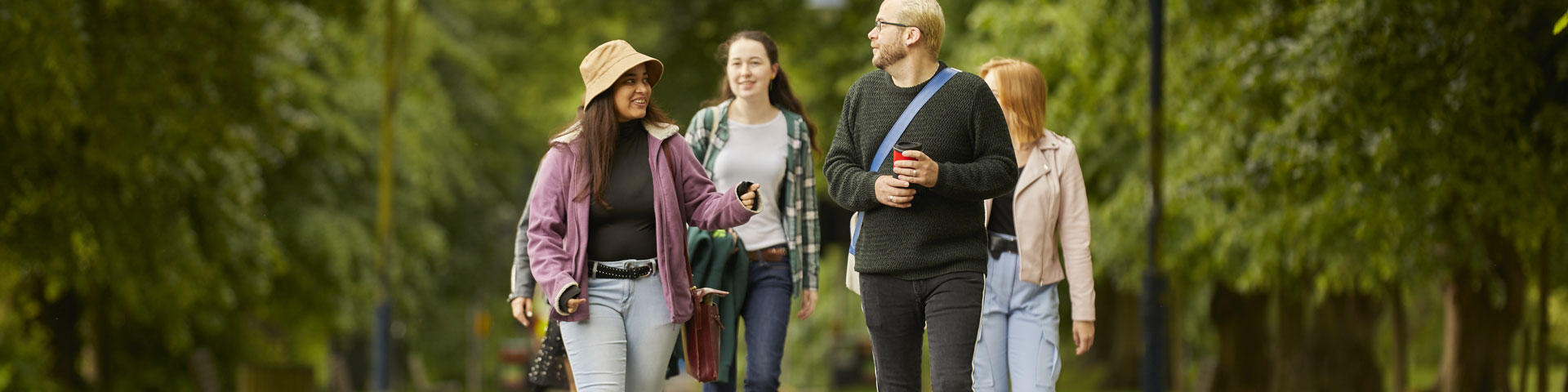 students in a park