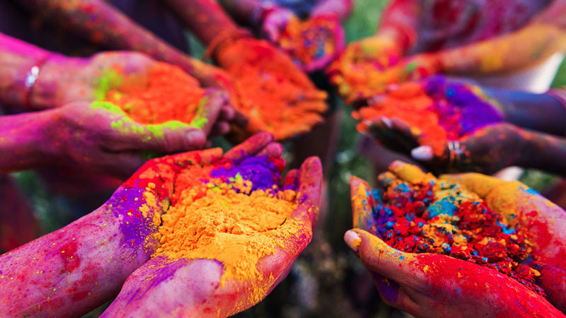 Holi festival- hands with coloured dye