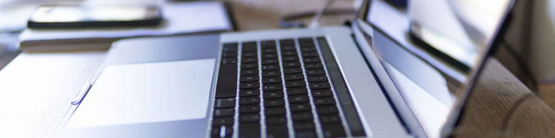 Laptop open on a desk