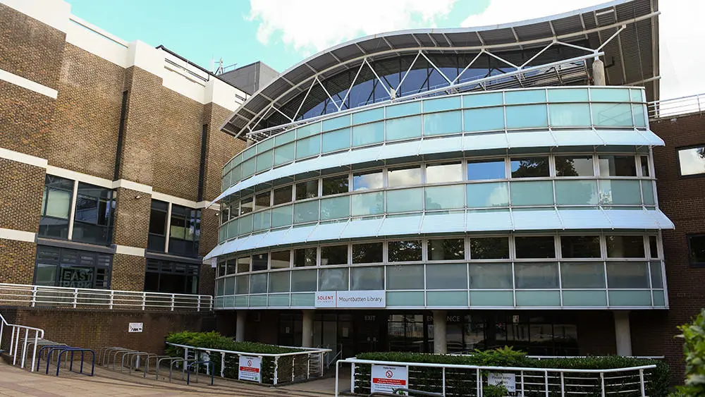 Front of library building