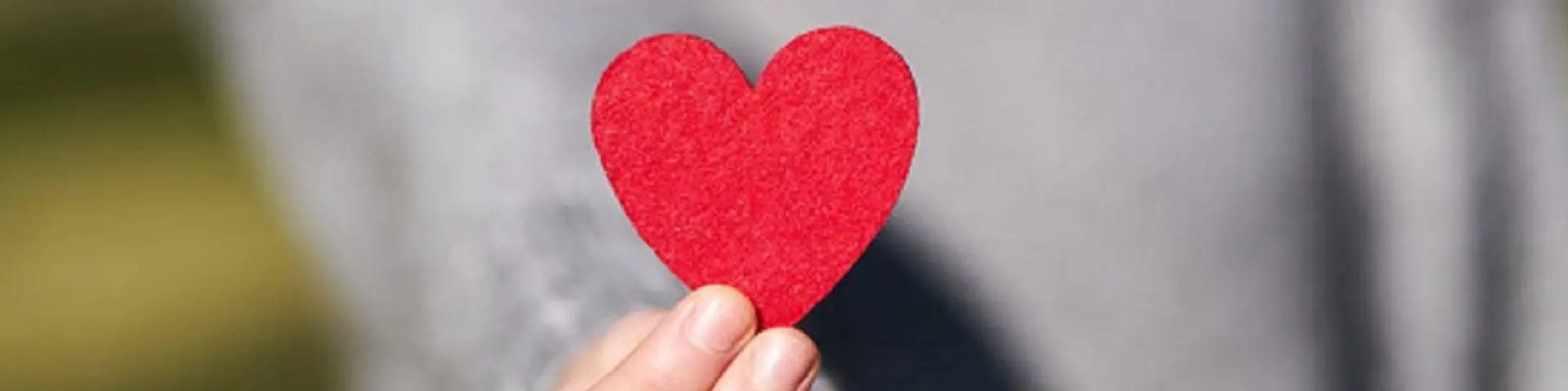 A person holding a felt heart