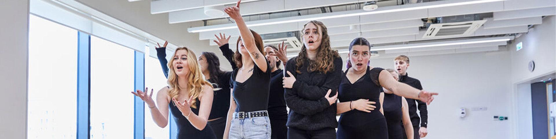 Performance students rehearsing in studio