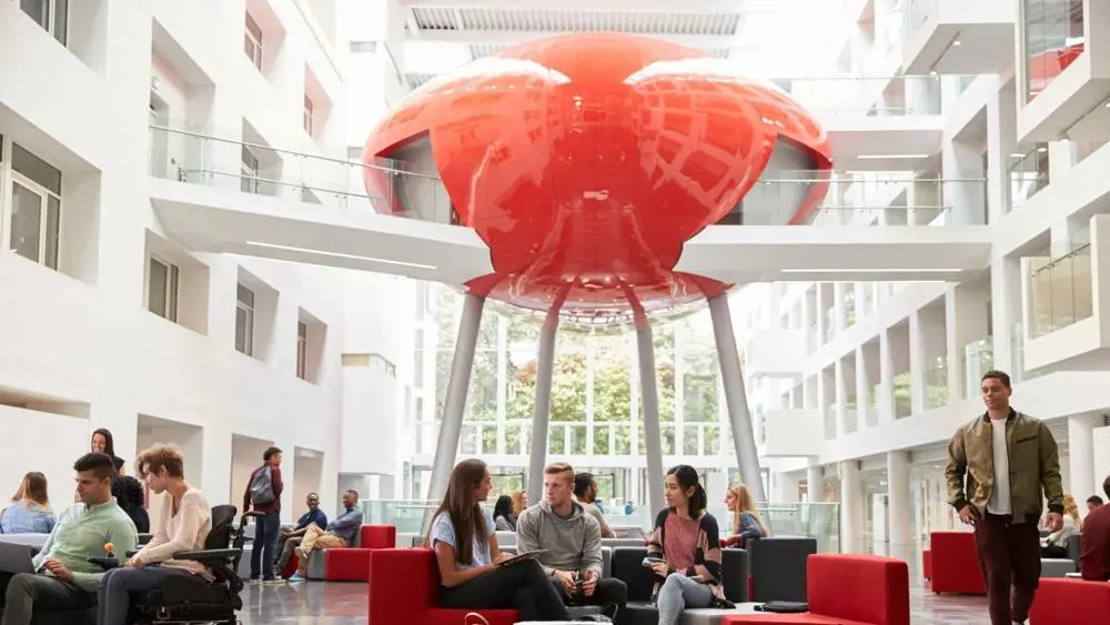 Students in the Spark atrium