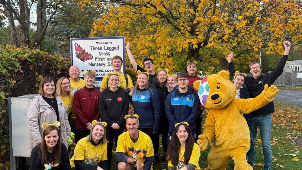 Students with BBC staff and presenters