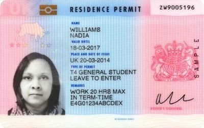 An example of a biometric residence permit